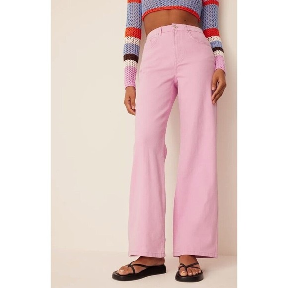 NWT ROMEE STRIJD X NA-KD High Waisted Wide Leg Denim In Light Pink Size 2 (32) - Picture 1 of 10